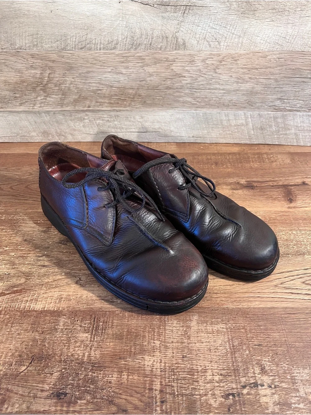 Clarks‎ Men's Dark Brown Leather Lace-Up Oxfords Vintage Split Toe Center Seam